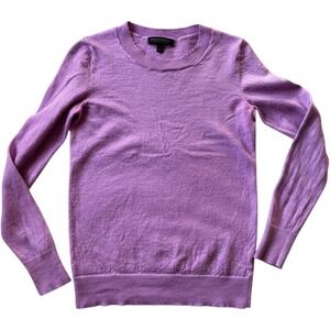 Banana Republic Womens Sweater M Purple 100% Merino‎ Wool Scalloped Crew Neck